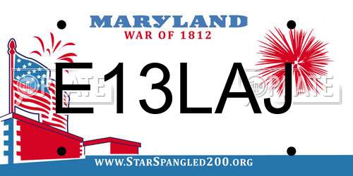 E13LAJ Maryland License Plate