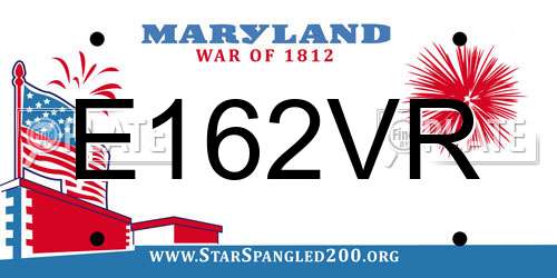 E162VR Maryland License Plate
