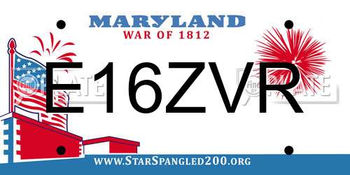 E16ZVR Maryland License Plate