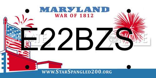 E22BZS Maryland License Plate