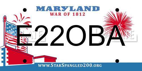 E22OBA Maryland License Plate