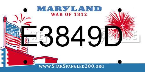 E3849D Maryland License Plate