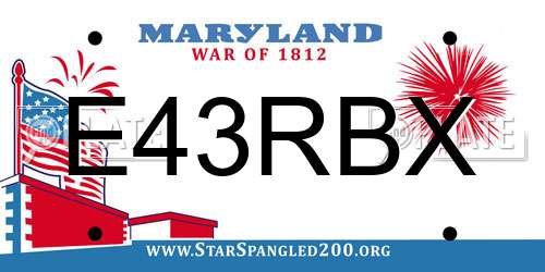 E43RBX Maryland License Plate
