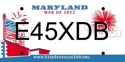 E45XDB Maryland License Plate