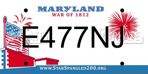 E477NJ Maryland License Plate