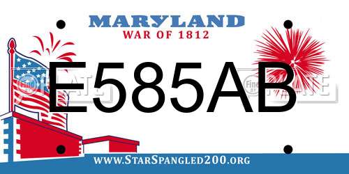 E585AB Maryland License Plate