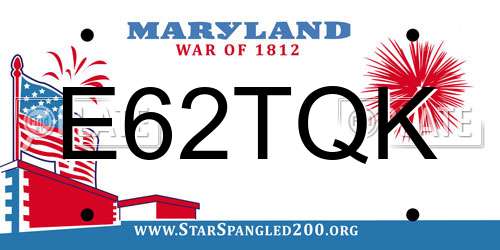 E62TQK Maryland License Plate