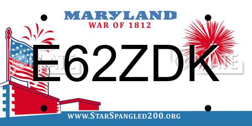 E62ZDK Maryland License Plate