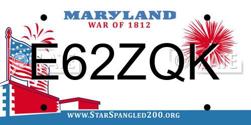 E62ZQK Maryland License Plate