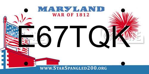 E67TQK Maryland License Plate