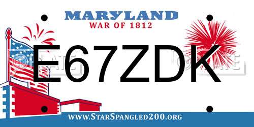 E67ZDK Maryland License Plate