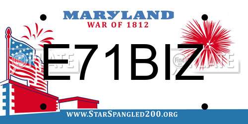 E71BIZ Maryland License Plate