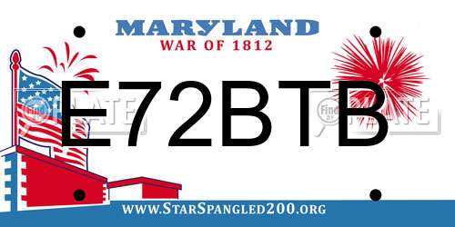 E72BTB Maryland License Plate