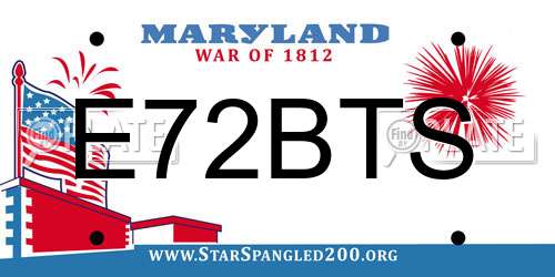 E72BTS Maryland License Plate