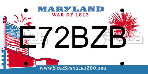 E72BZB Maryland License Plate