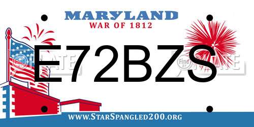 E72BZS Maryland License Plate
