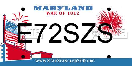 E72SZS Maryland License Plate