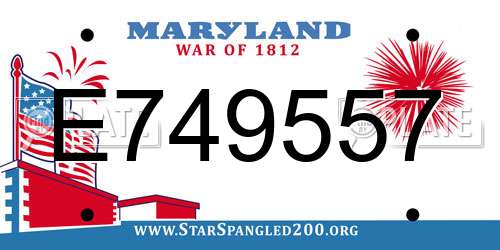 E749557 Maryland License Plate