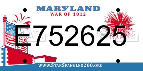 E752625 Maryland License Plate