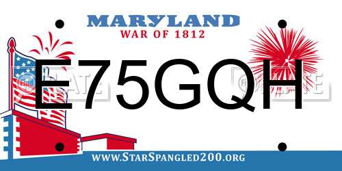 E75GQH Maryland License Plate