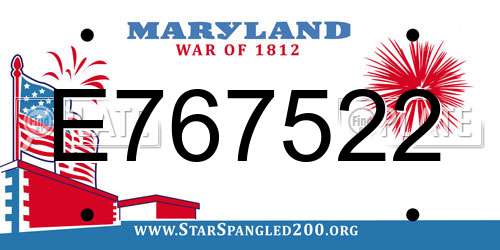 E767522 Maryland License Plate