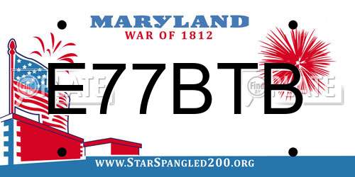 E77BTB Maryland License Plate
