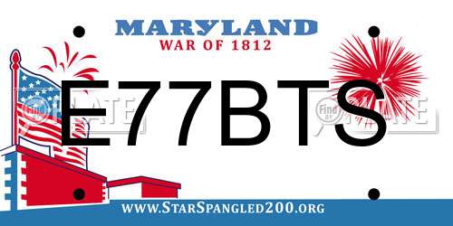 E77BTS Maryland License Plate