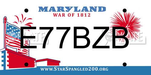 E77BZB Maryland License Plate