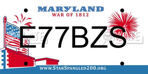 E77BZS Maryland License Plate