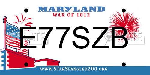 E77SZB Maryland License Plate