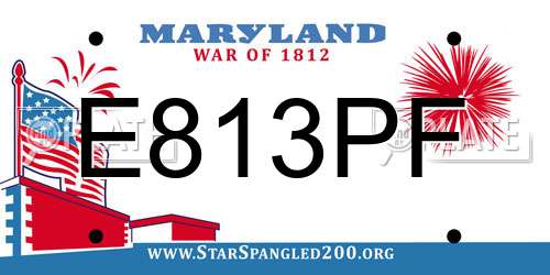 E813PF Maryland License Plate