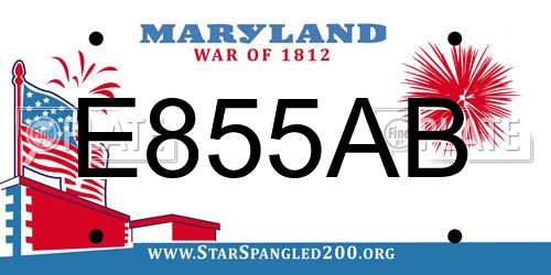 E855AB Maryland License Plate