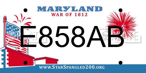 E858AB Maryland License Plate