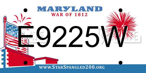 E9225W Maryland License Plate