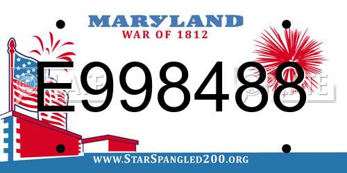 E998488 Maryland License Plate