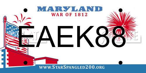 EAEK88 Maryland License Plate