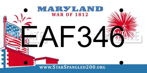 EAF346 Maryland License Plate