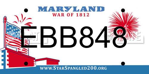 EBB848 Maryland License Plate