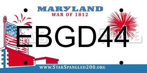 EBGD44 Maryland License Plate