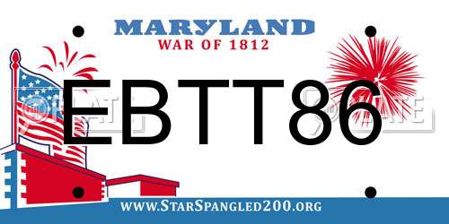 EBTT86 Maryland License Plate