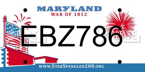EBZ786 Maryland License Plate