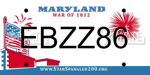 EBZZ86 Maryland License Plate