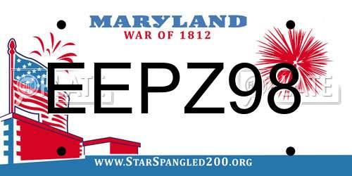 EEPZ98 Maryland License Plate