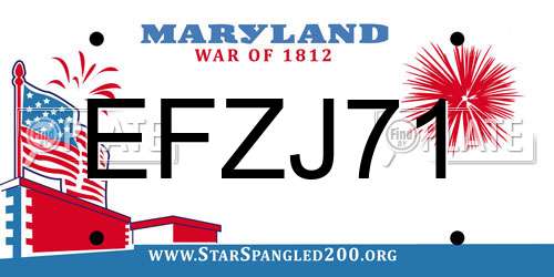 EFZJ71 Maryland License Plate