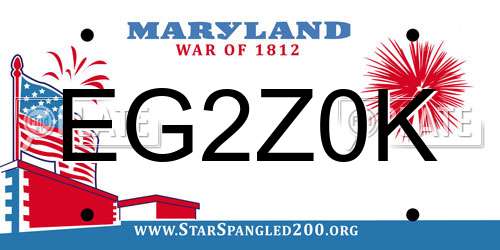 EG2Z0K Maryland License Plate
