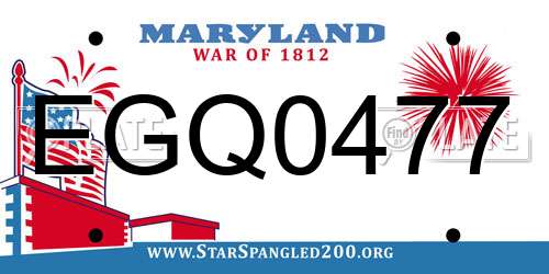 EGQ0477 Maryland License Plate