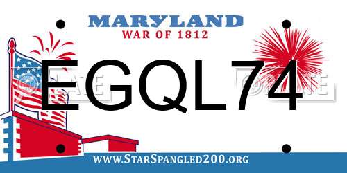 EGQL74 Maryland License Plate