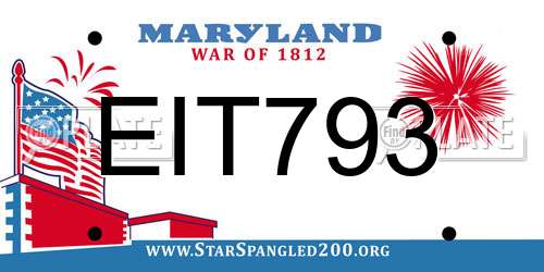 EIT793 Maryland License Plate