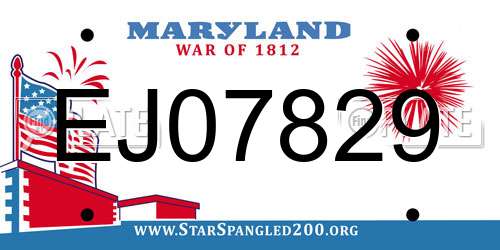 EJ07829 Maryland License Plate