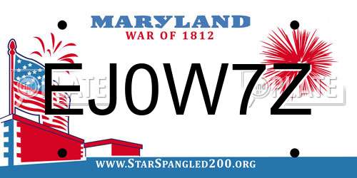EJ0W7Z Maryland License Plate